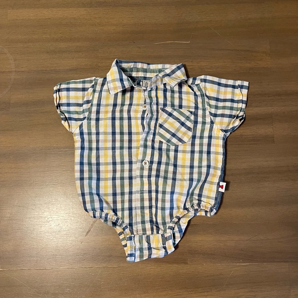 Plaid Baby Onesie with Pocket